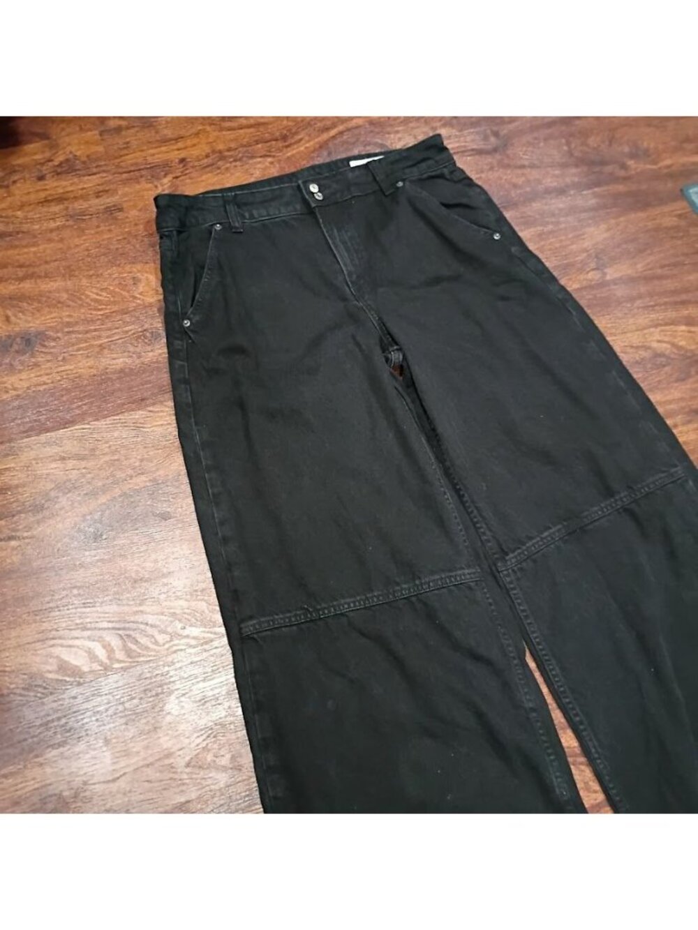 Gap Baggy Mid Rise Ultrasoft Black Denim Wide-Leg Jeans 31/12T - Picture 8 of 12